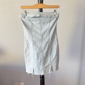 Rodeo Ready - Light Blue Denim Strapless Dress